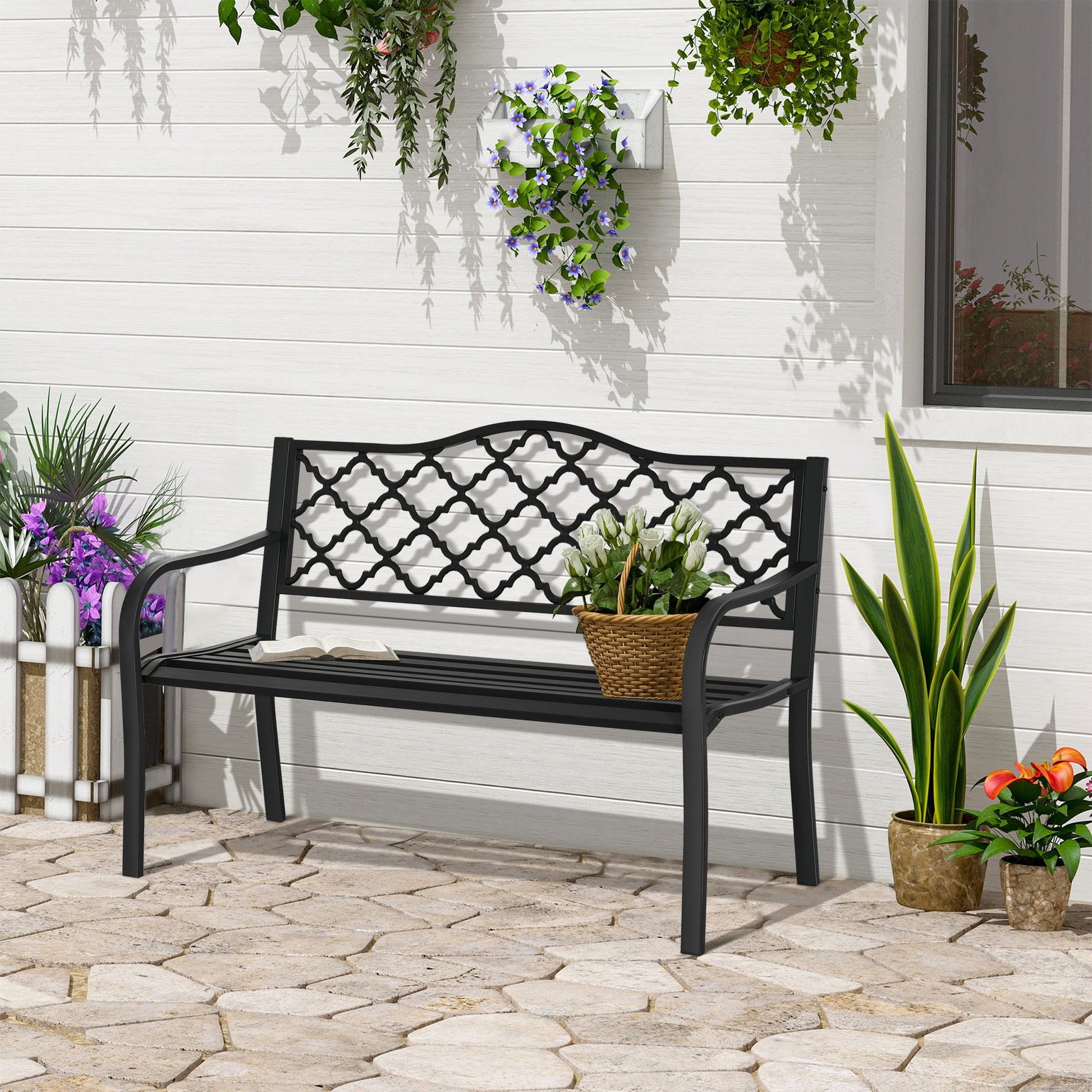 Sorrento 2-Seater Garden Bench Antique Loveseat for Yard, Lawn, Porch, Patio, Steel