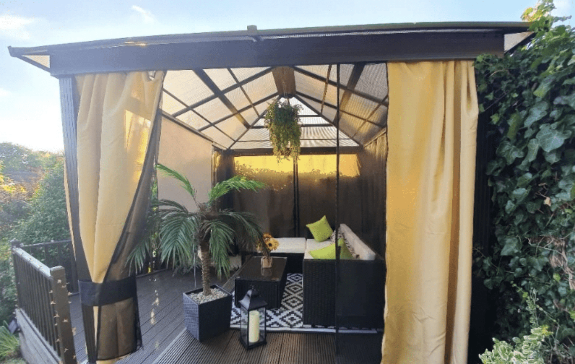 3m x 3m Timber Hardtop Gazebo with Galvanised Steel Roof – Wooden Garden Pavilion with Double Tier Roof