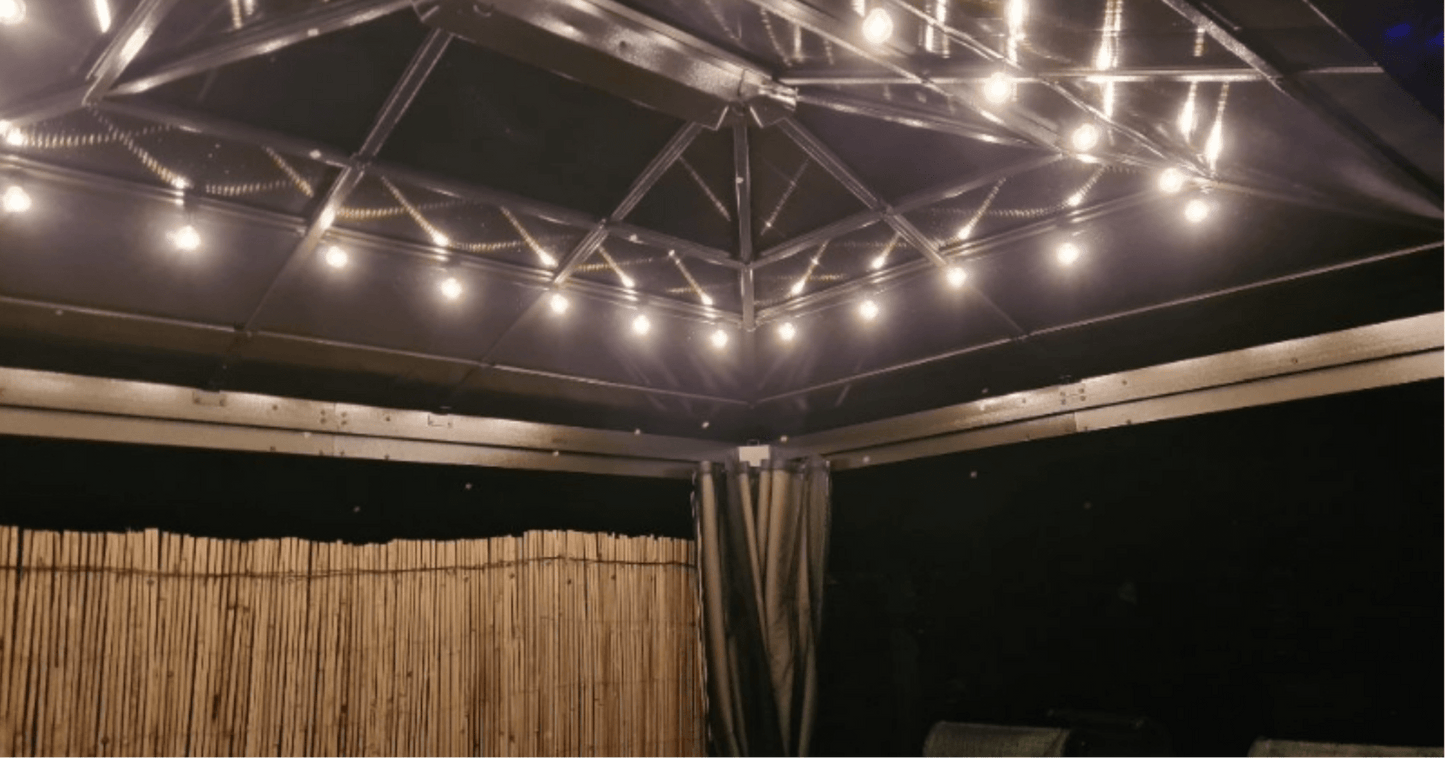 3m x 3m Timber Hardtop Gazebo with Galvanised Steel Roof – Wooden Garden Pavilion with Double Tier Roof