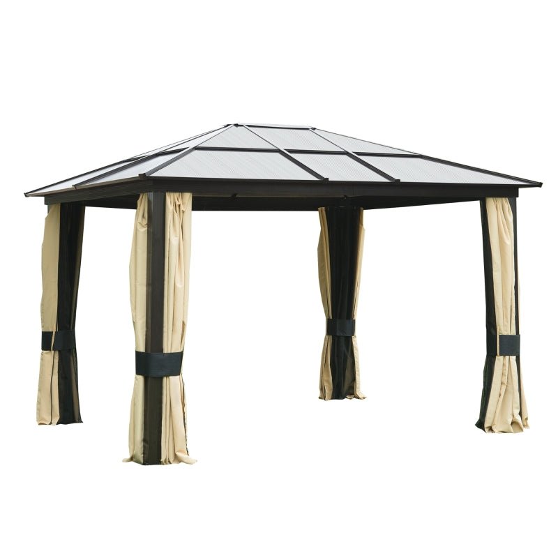 3m x 3m Timber Hardtop Gazebo with Galvanised Steel Roof – Wooden Garden Pavilion with Double Tier Roof