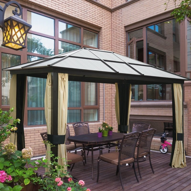 3m x 3m Timber Hardtop Gazebo with Galvanised Steel Roof – Wooden Garden Pavilion with Double Tier Roof