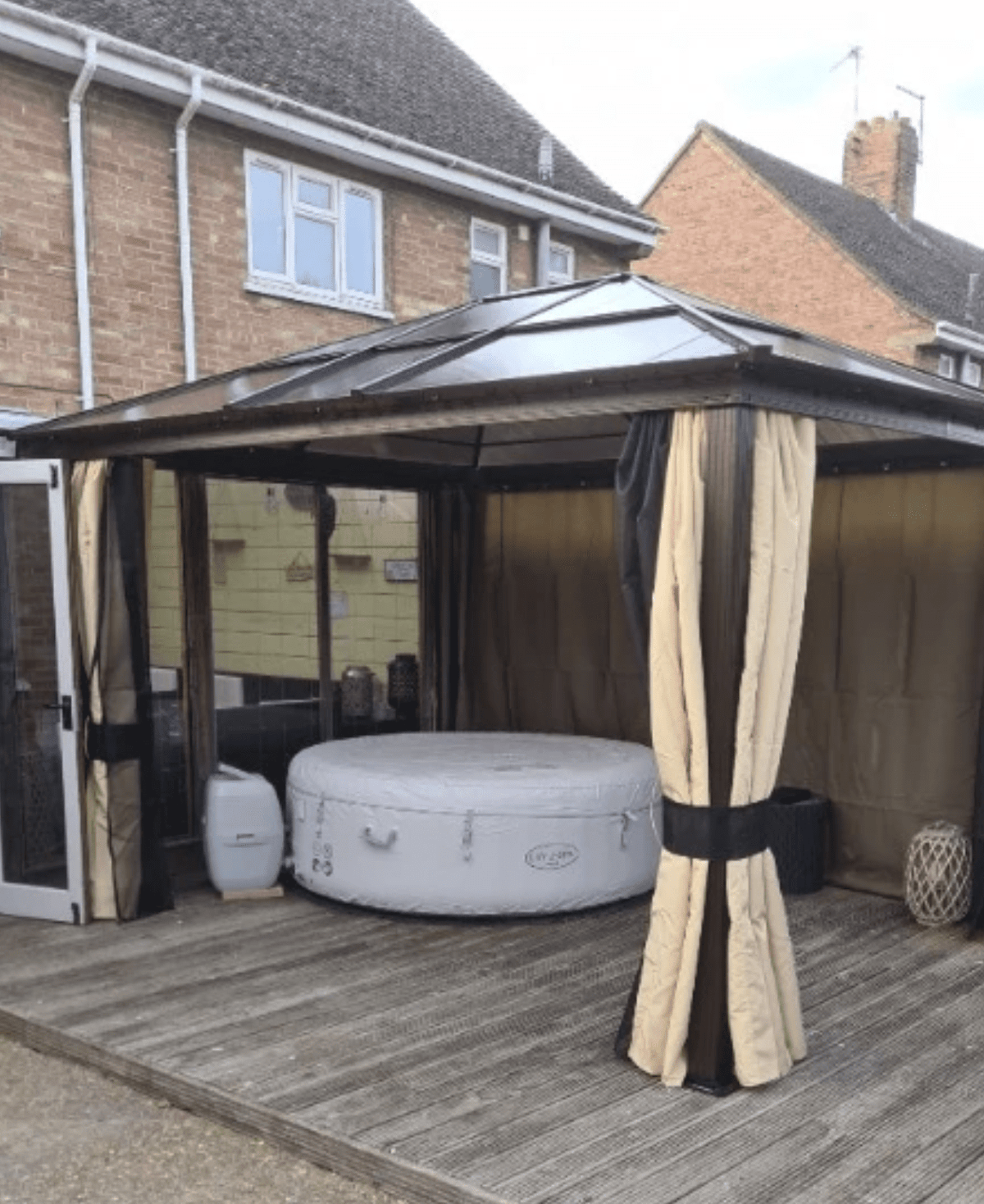 3m x 3m Timber Hardtop Gazebo with Galvanised Steel Roof – Wooden Garden Pavilion with Double Tier Roof