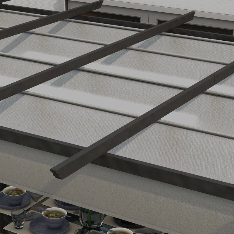 4m x 3m Aluminium Pergola – Grey Retractable Criss Cross Roof, Outdoor Patio Garden Shade Shelter