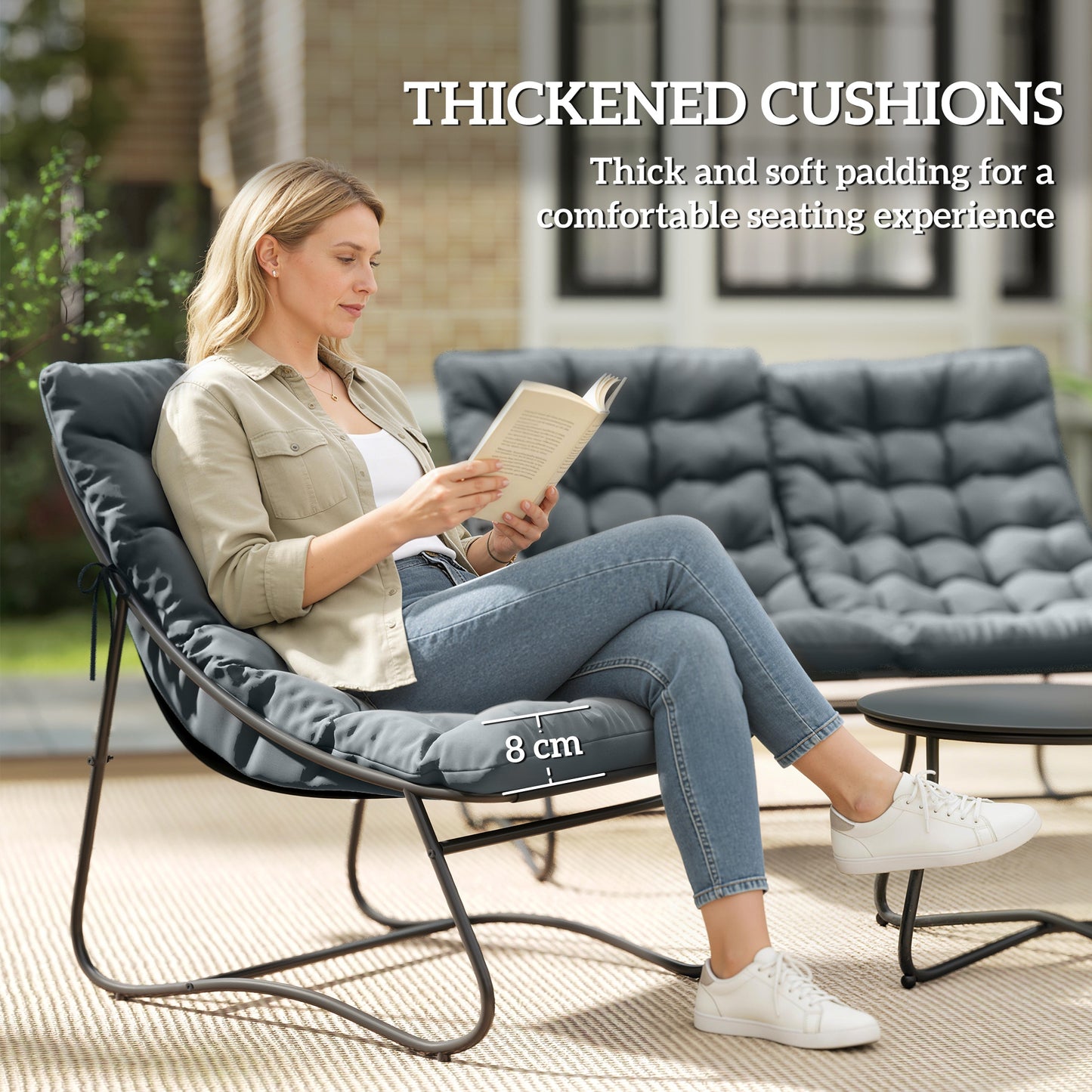 Outsunny Four-Piece Curved Seat Garden Sofa Set - Grey/Black