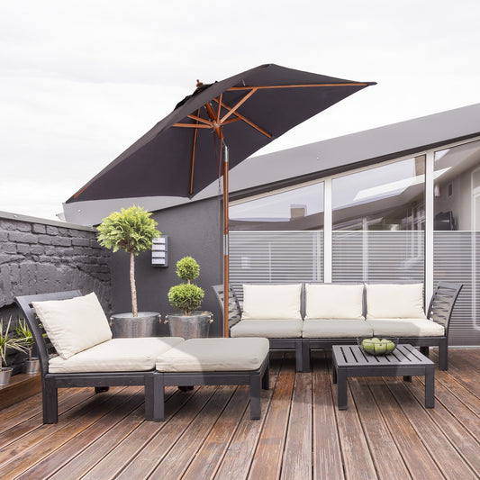 2m x 1.5m Garden Parasol Umbrella with Tilting Sunshade Canopy