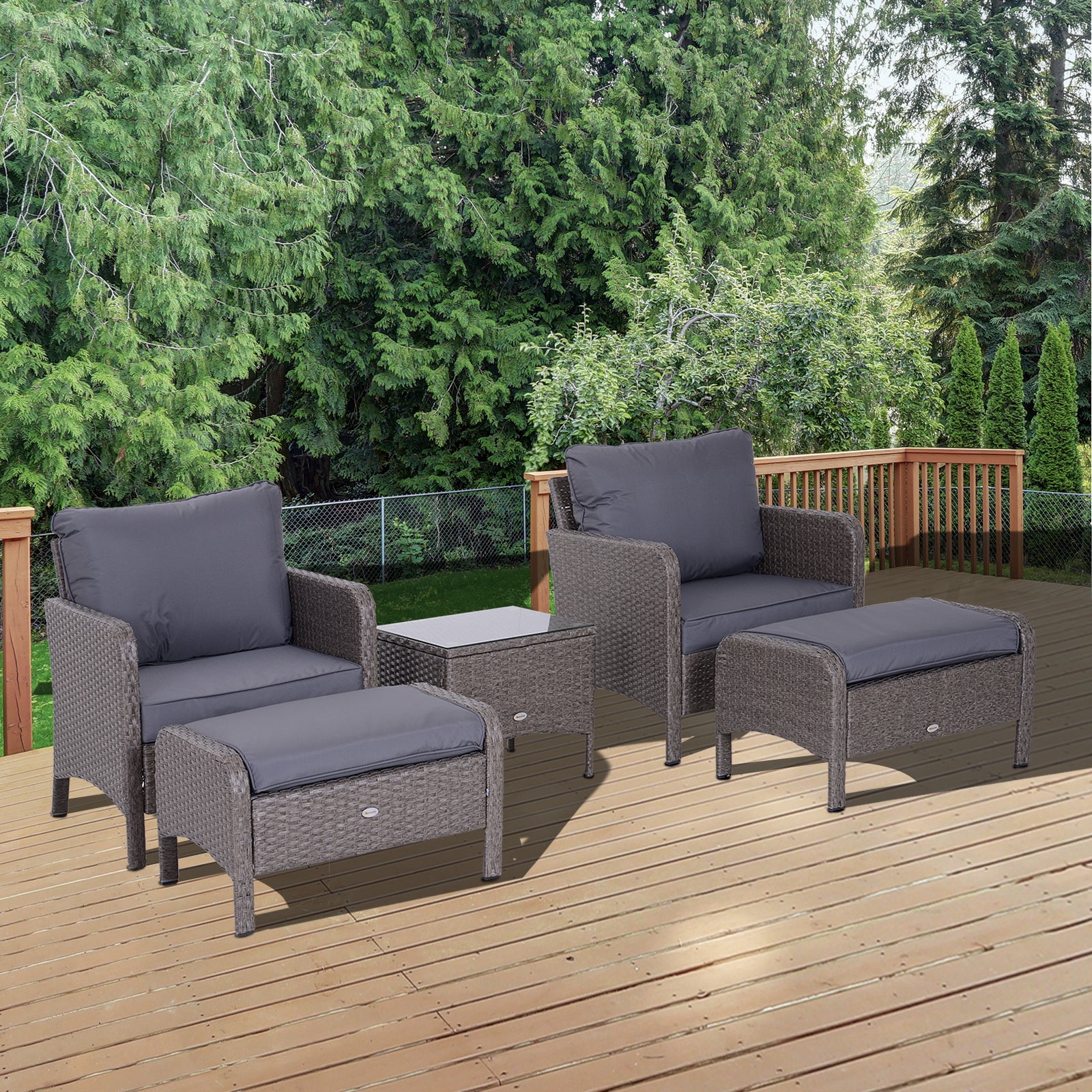 Monaco 2-Seater Rattan Furniture Set, Steel Frame-Grey