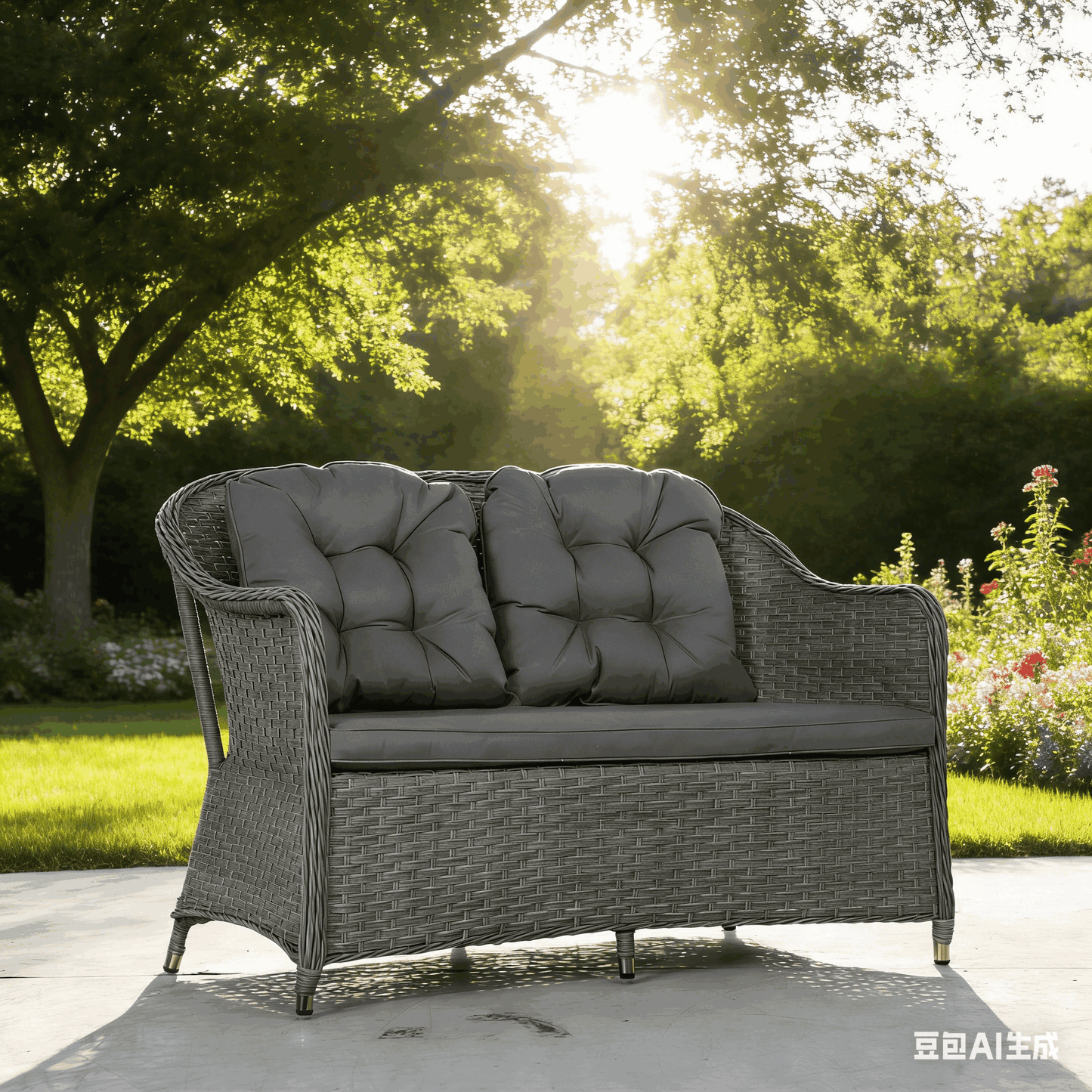 Outsunny Four-Piece Rattan Sofa Set, with Glass-Top Table - Light Grey