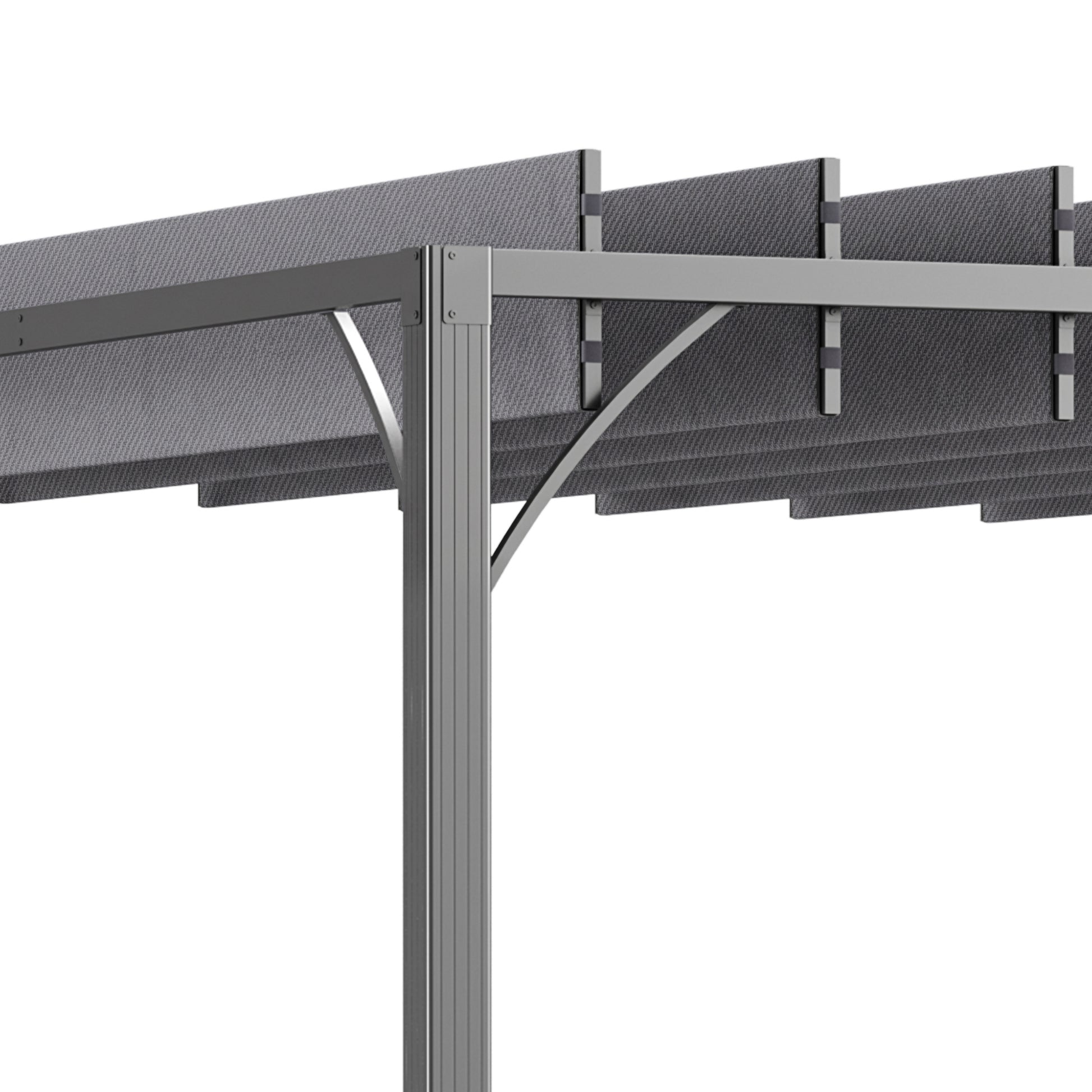 Outsunny 3 x 3(m) Outdoor Pergola with Retractable Roof, Aluminium Louvered Patio Gazebo Canopy for Garden, Patio, Grey