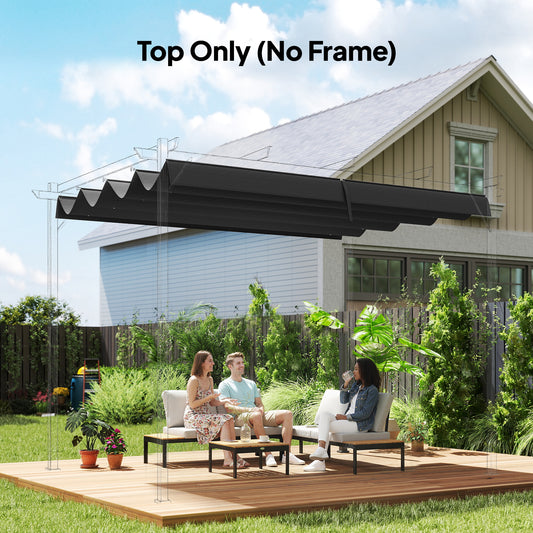 Pergola Cover Roof, 2.86 x 2.45 m Retractable Sun Shade Top for 3 x 2m Pergola Frame, UV30+ Protected