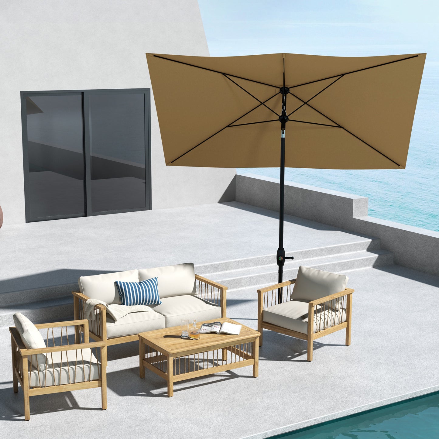 3 x 2 m Garden Parasol Umbrella with Aluminium Pole