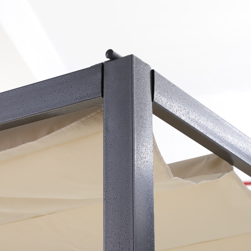 Outsunny 3 x 2.8m Metal Pergola, with Retractable Fabric Roof - Beige