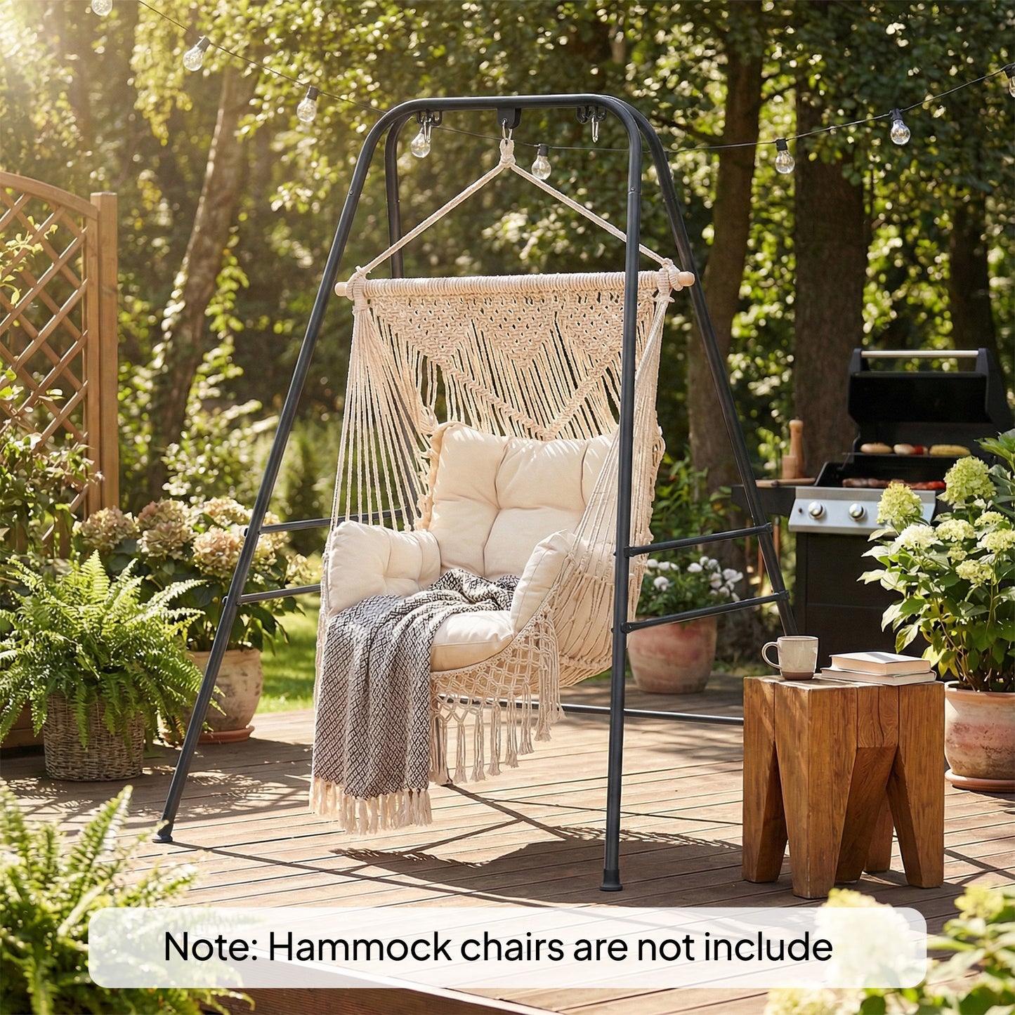 Riviera Hammock Chair Stand Only, 150KG Load Capacity, for, Black