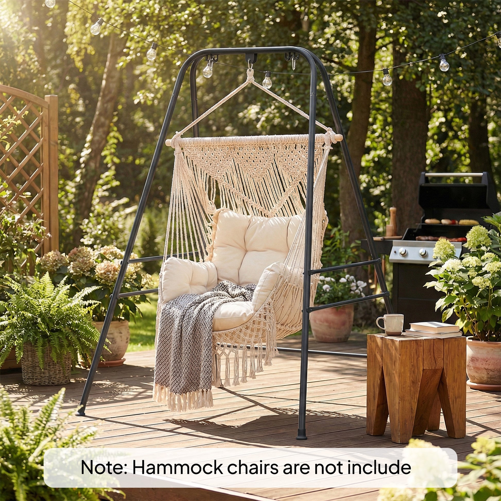 Riviera Hammock Chair Stand Only, 150KG Load Capacity, for, Black
