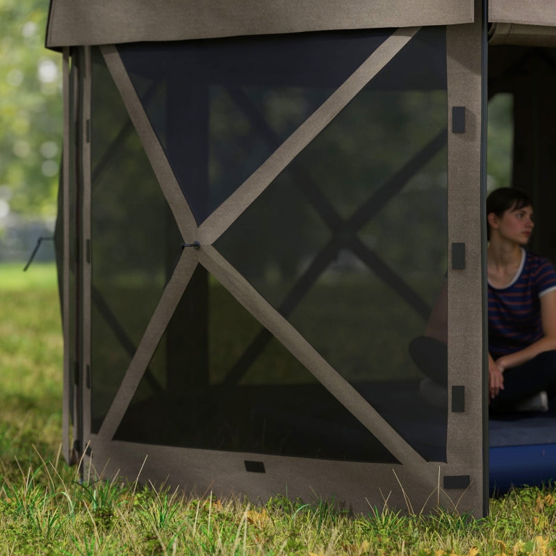 3m Hexagonal Pop Up Gazebo with Mesh Sides – Waterproof UV30+ Garden Party & Camping Shelter with Carry Bag