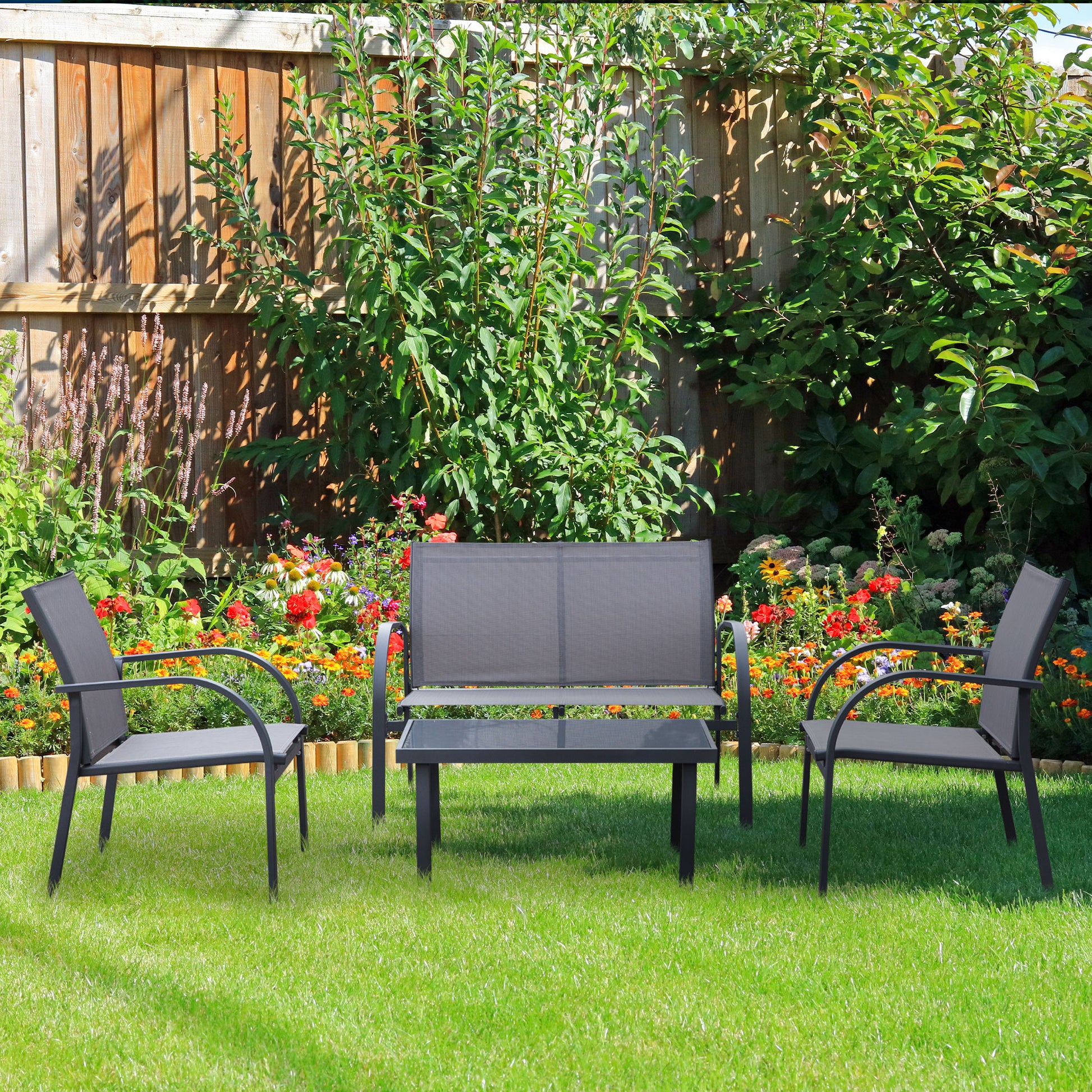 Capri Four-Piece Minimal Garden Patio Set - Grey