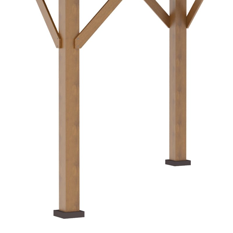 3.5m x 3.5m Wooden Hardtop Gazebo with Two Tier Black Metal Roof – Garden Pavilion Shelter