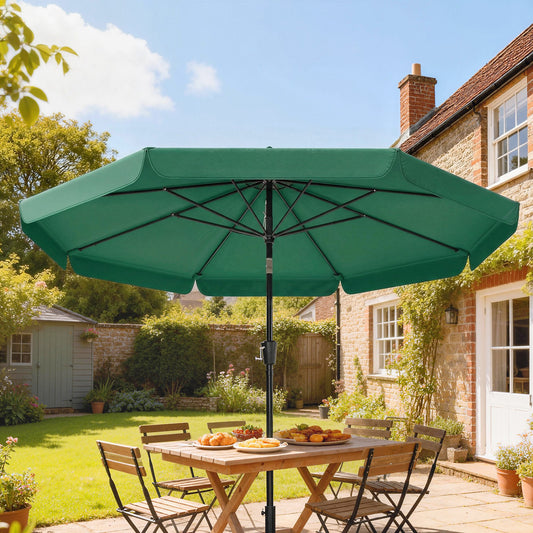 3 m Garden Parasol with Tilt Mechanism & Crank Handle, UPF 30+ Patio Umbrella Garden Table Umbrella, Green