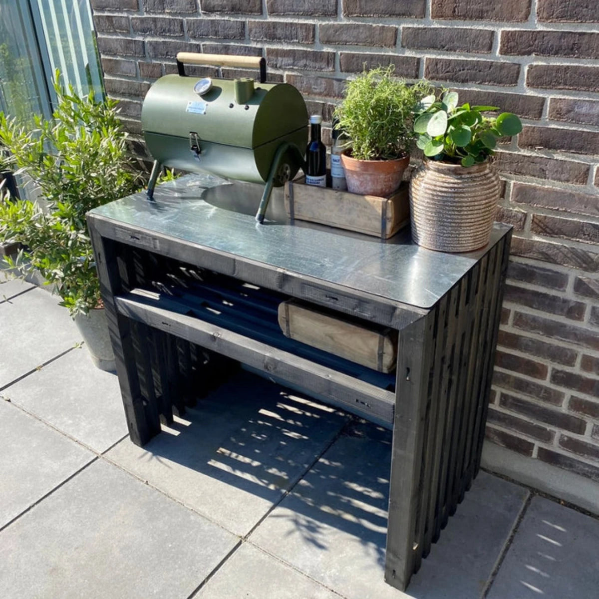 Grill table made from black wood - 120 cm - image 7
