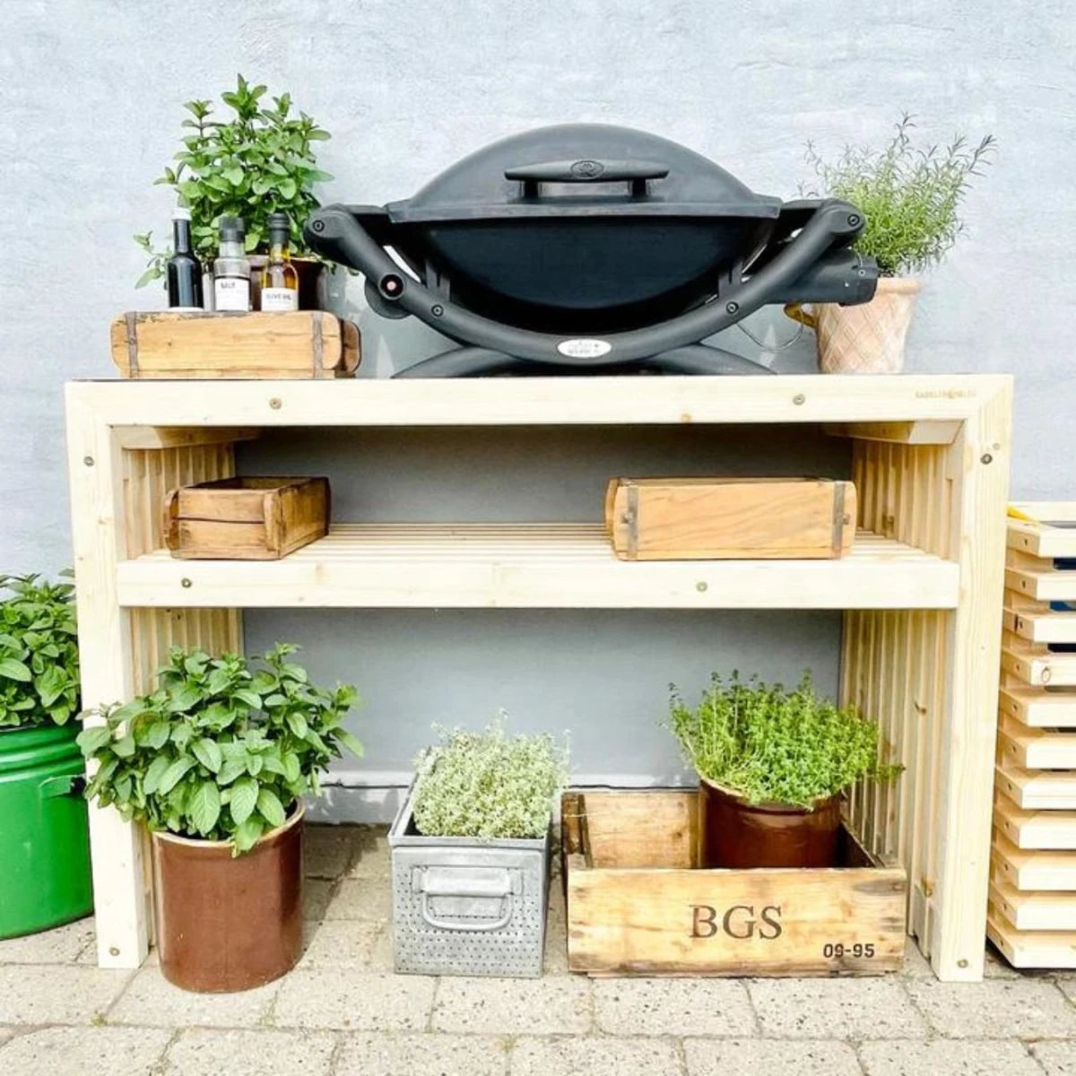 Rustic Wooden Grill Table - 100cm - image 6