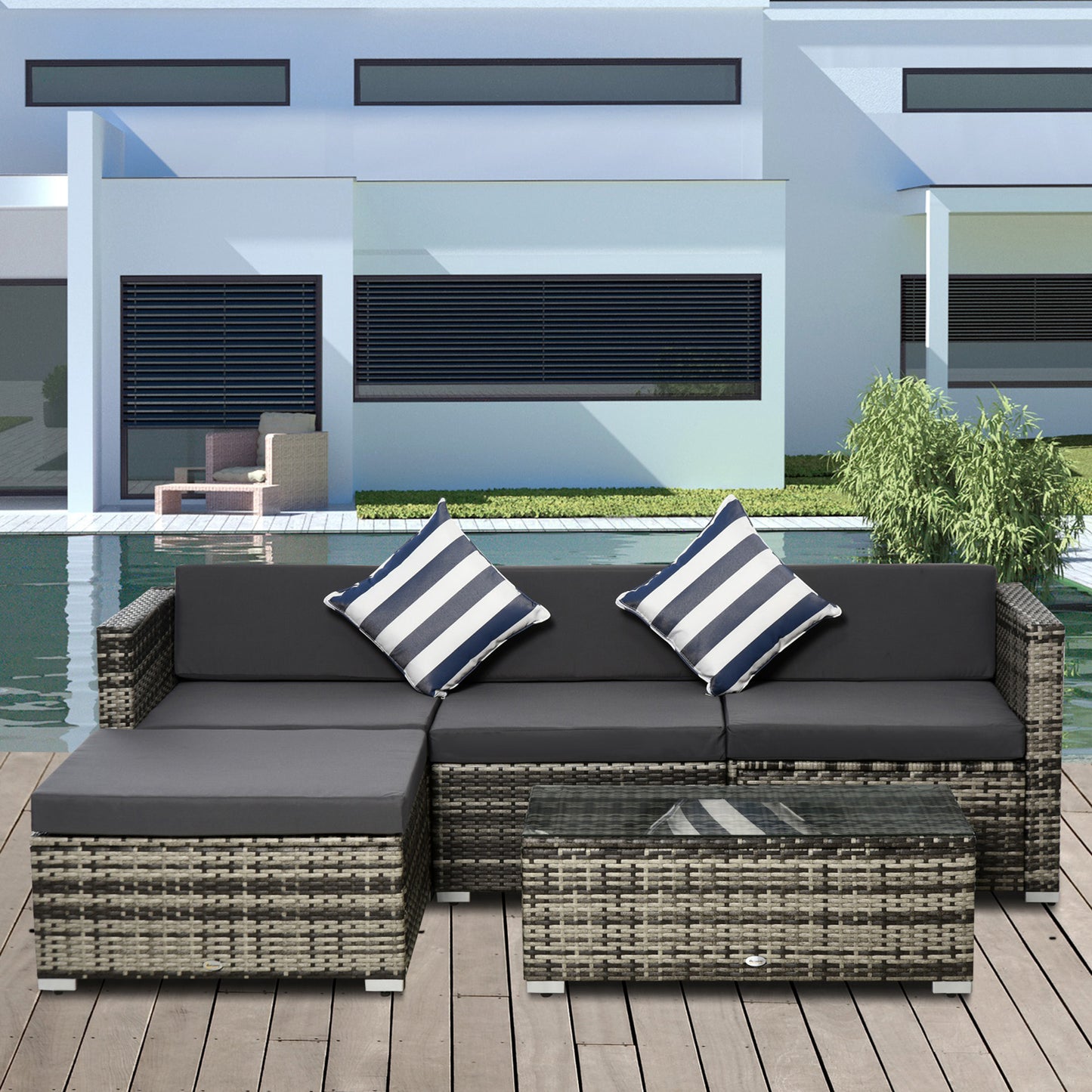 Amalfi Rattan Garden Sofa Set, 4-Seater Wicker Sectional for Garden, Grey
