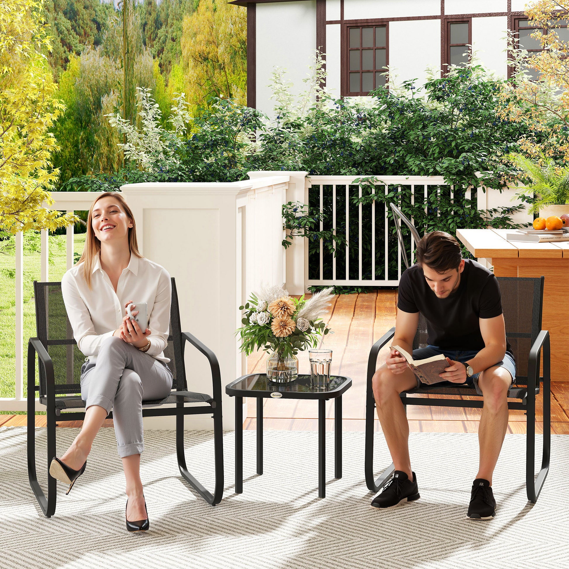 Santorini Three-Piece Garden Seating Set - Black
