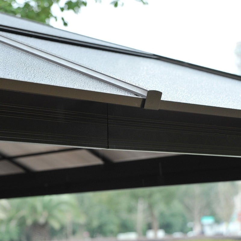 4.2m x 3.6m Aluminium Hardtop Gazebo with Polycarbonate Roof – Garden Pavilion with Curtains & Mosquito Netting