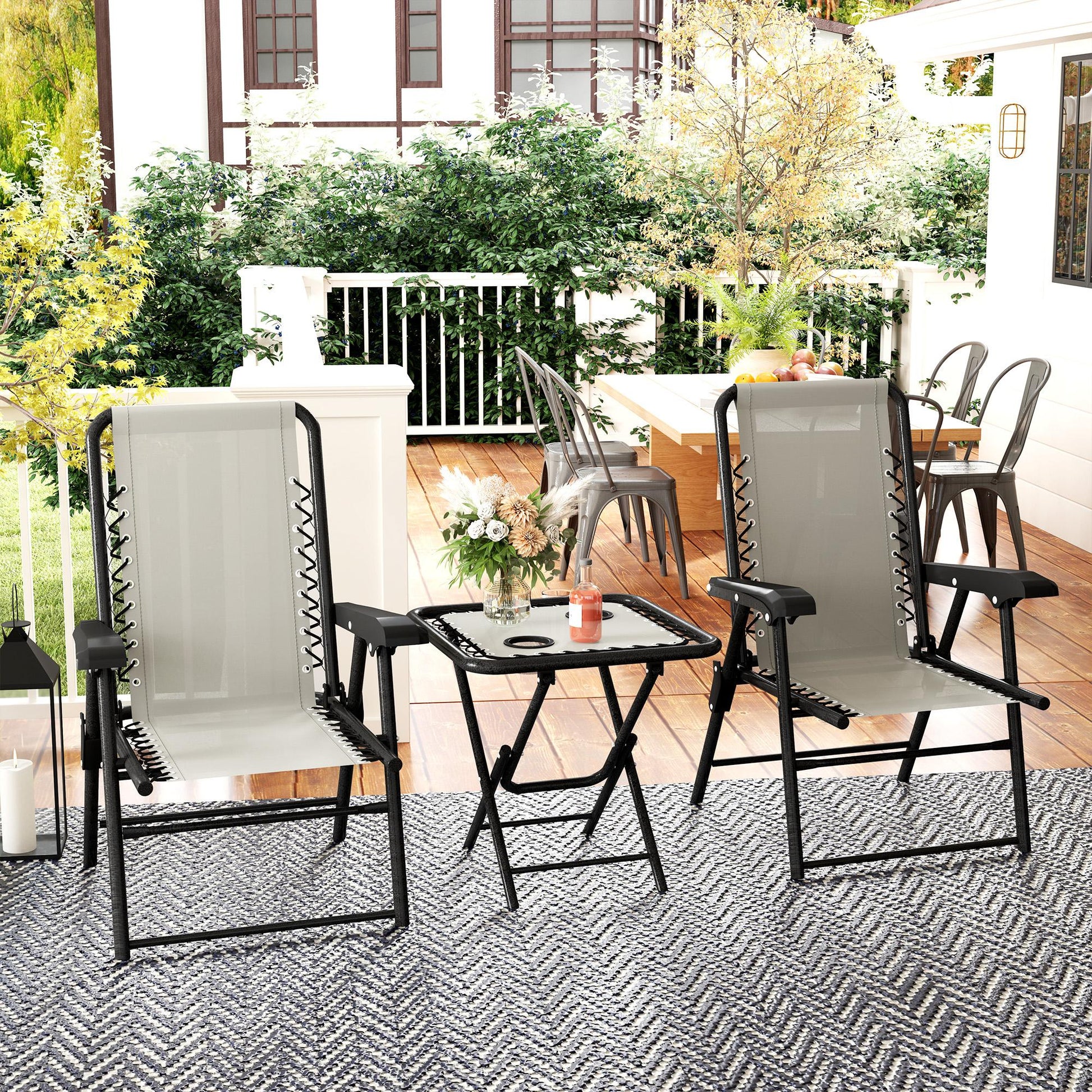 Capri Three-Piece Garden Table and Chair Set - Cream White