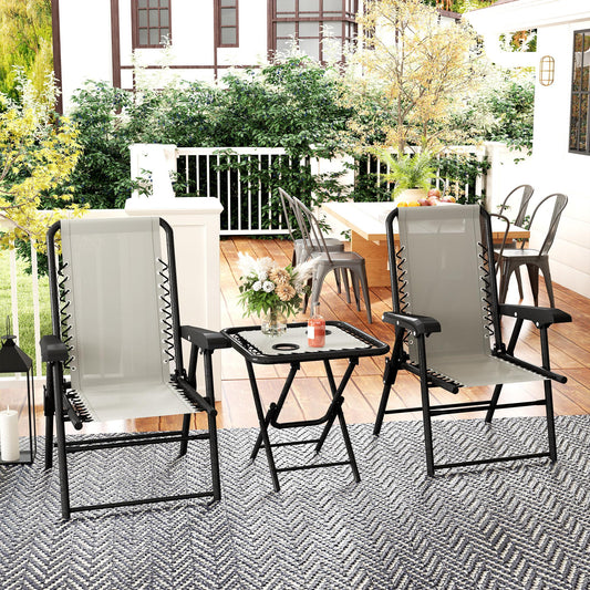 Capri Three-Piece Garden Table and Chair Set - Cream White