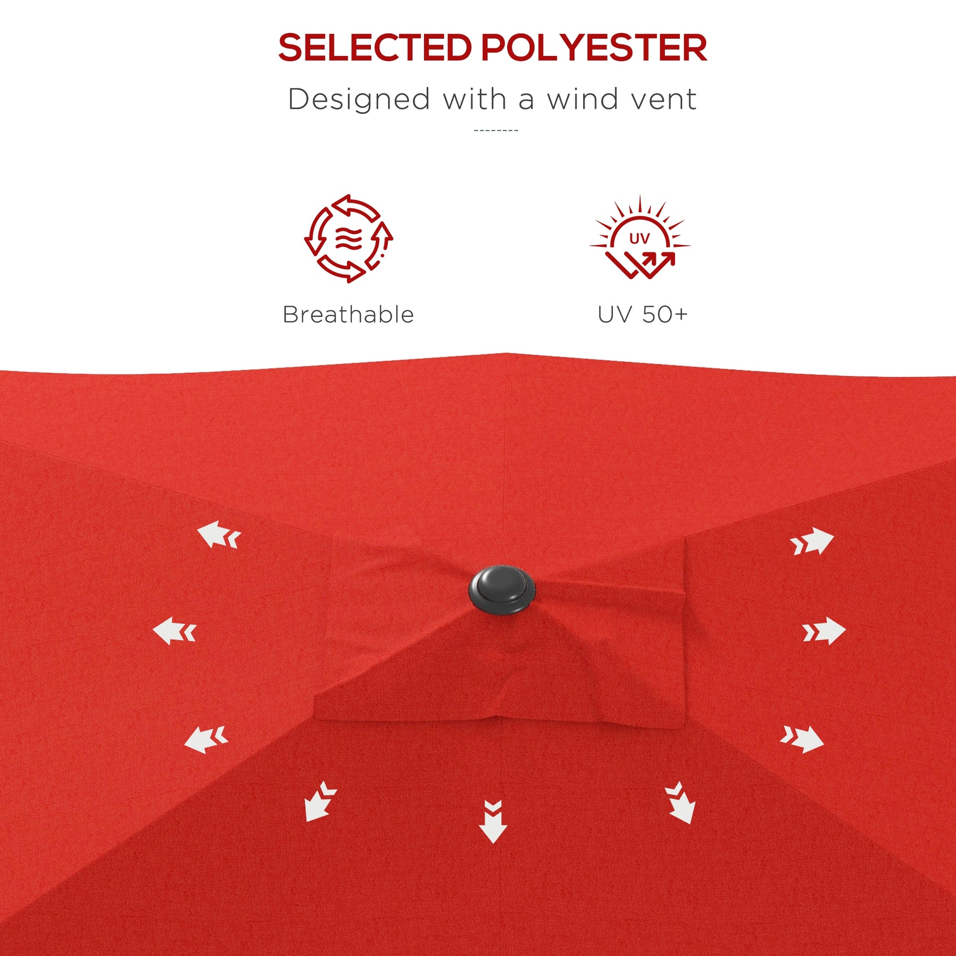 Outsunny 2 x 3 m Rectangular Parasol Umbrella - Red