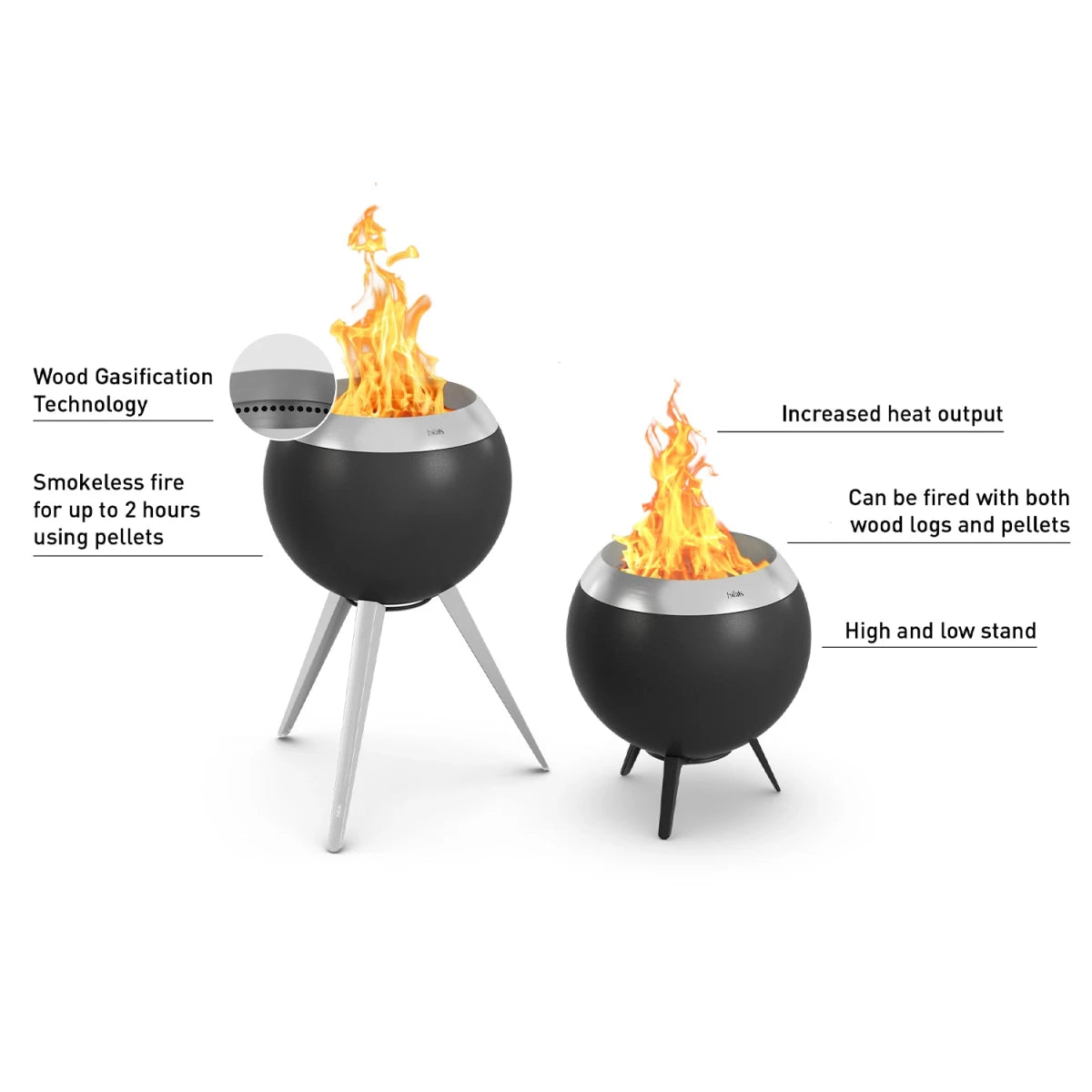 Moon 45 Fire Bowl with Low Stand - Smokeless Fire Pit - image 4