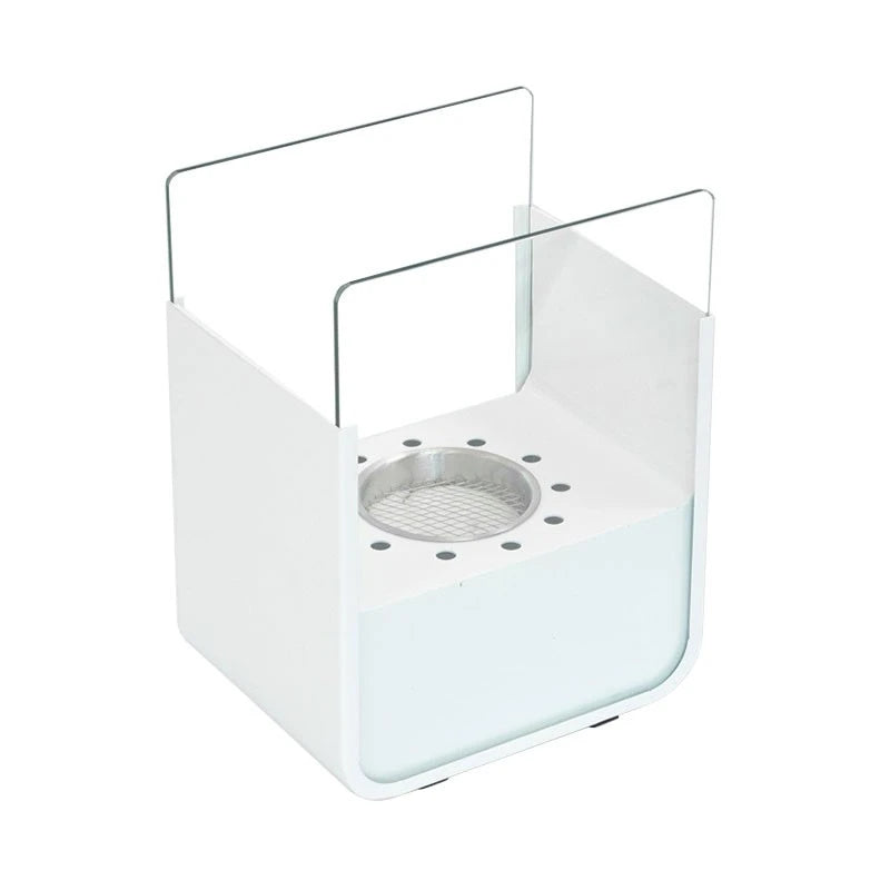 White, Small Bioethanol Fire in Steel Construction - Tabletop Bioethanol Fire
