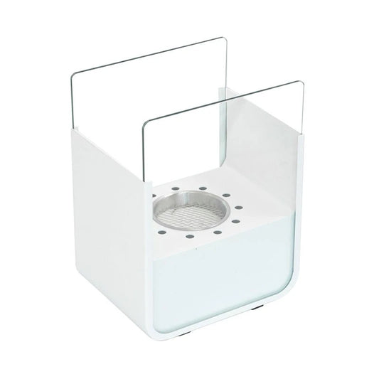 White, Small Bioethanol Fire in Steel Construction - Tabletop Bioethanol Fire