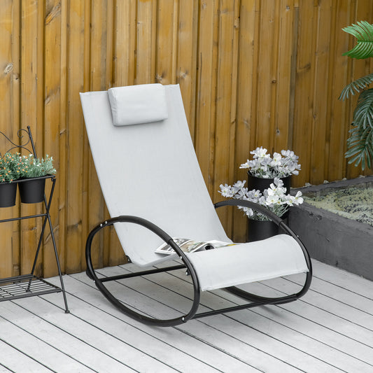 Sorrento Outdoor Rocking Chair Sun Lounger Recliner Rocker with Texteline Fabric Patio Garden Relaxer with Pillow