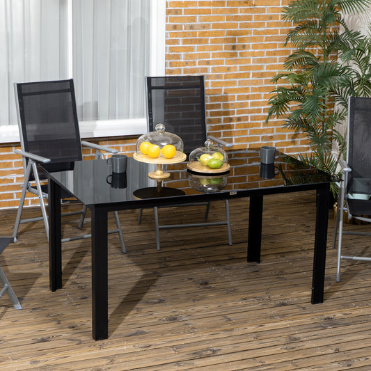 Tivoli Garden Dining Table for 6, Aluminium Rectangular Garden Table with Tempered Glass Tabletop for Yard, Patio