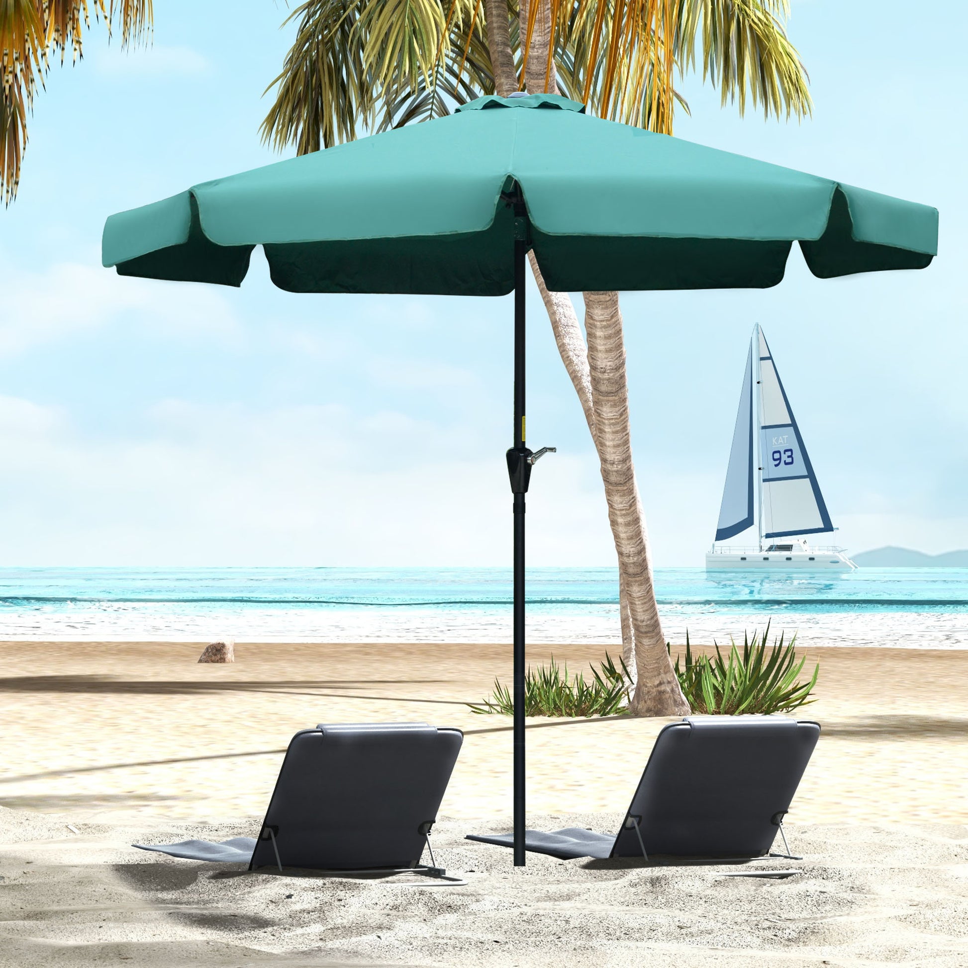 2.7m Patio Parasol Garden Umbrellas Outdoor Sun Shade Table Umbrella with Tilt, Crank, 8 Ribs, Ruffles