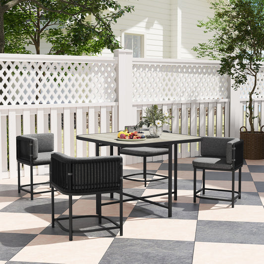 Sorrento 4-Seater Rattan Cube Garden Furniture Set with Cushions - Charcoal Grey