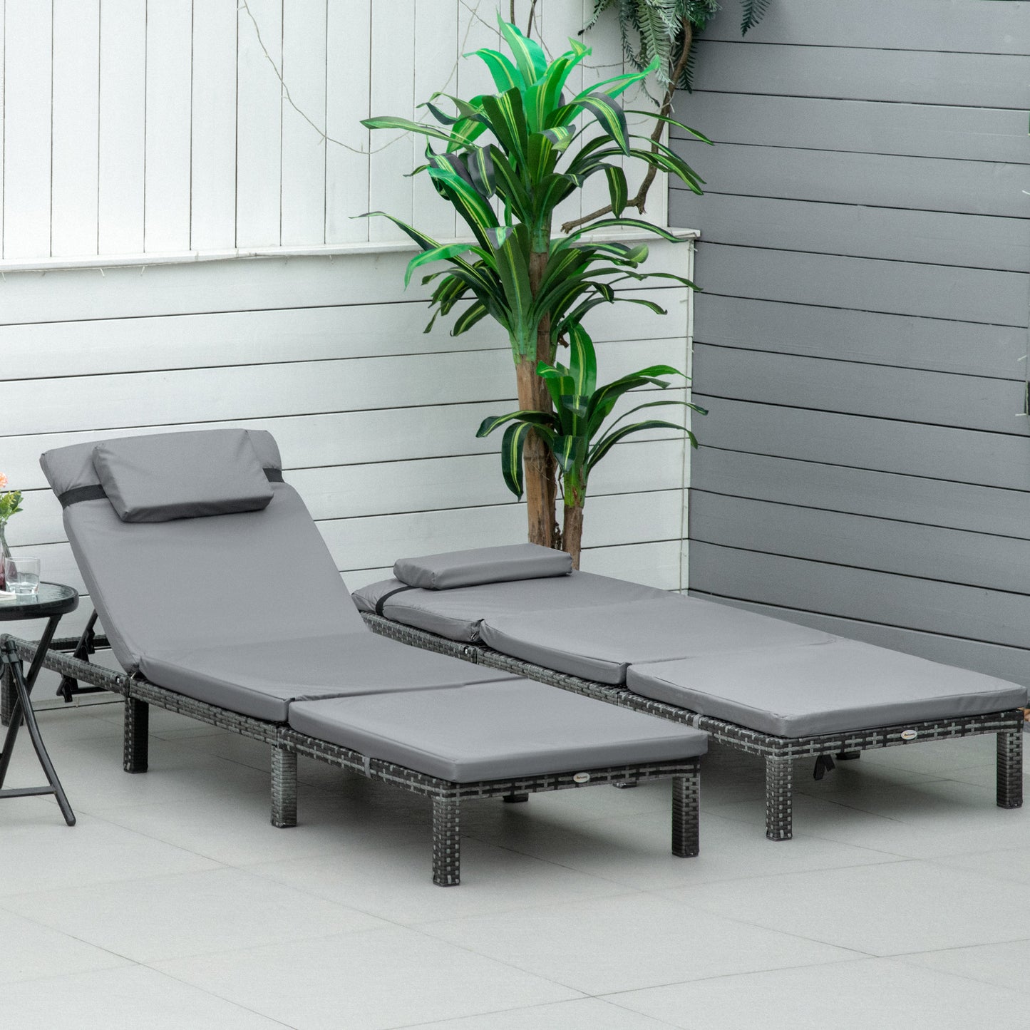 Tivoli 2 Piece Outdoor PE Rattan Sun Loungers set of 2 with Cushion