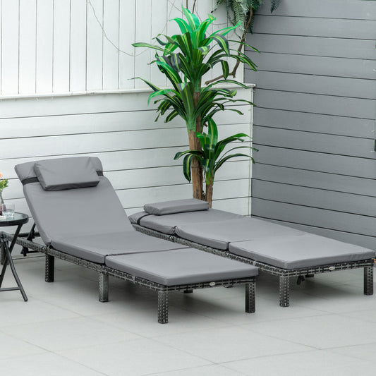 Tivoli 2 Piece Outdoor PE Rattan Sun Loungers set of 2 with Cushion