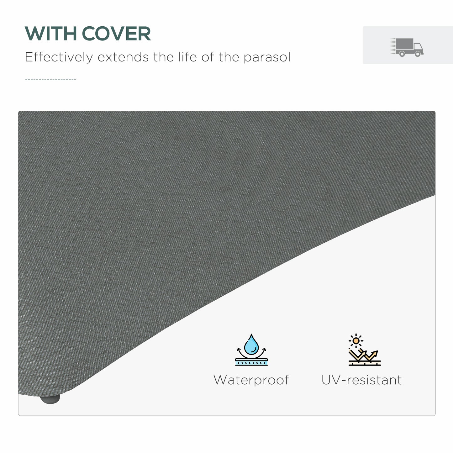 Outsunny 3(m) Solar LED Cantilever Parasol - Dark Grey