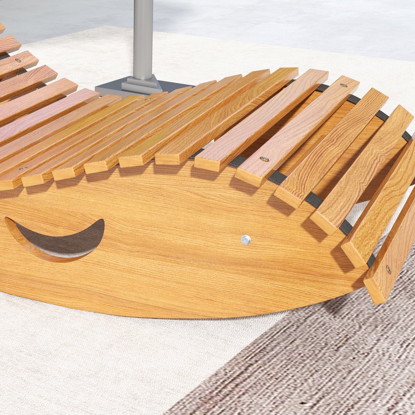 Outsunny Outdoor Rocking Chair w/ Slatted Seat, Wooden Rocking Chair, 130cm x 60cm x 60cm, Light Brown