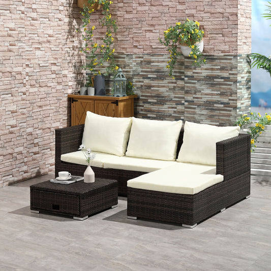Monaco 3 Piece Rattan Garden Furniture Sofa Set