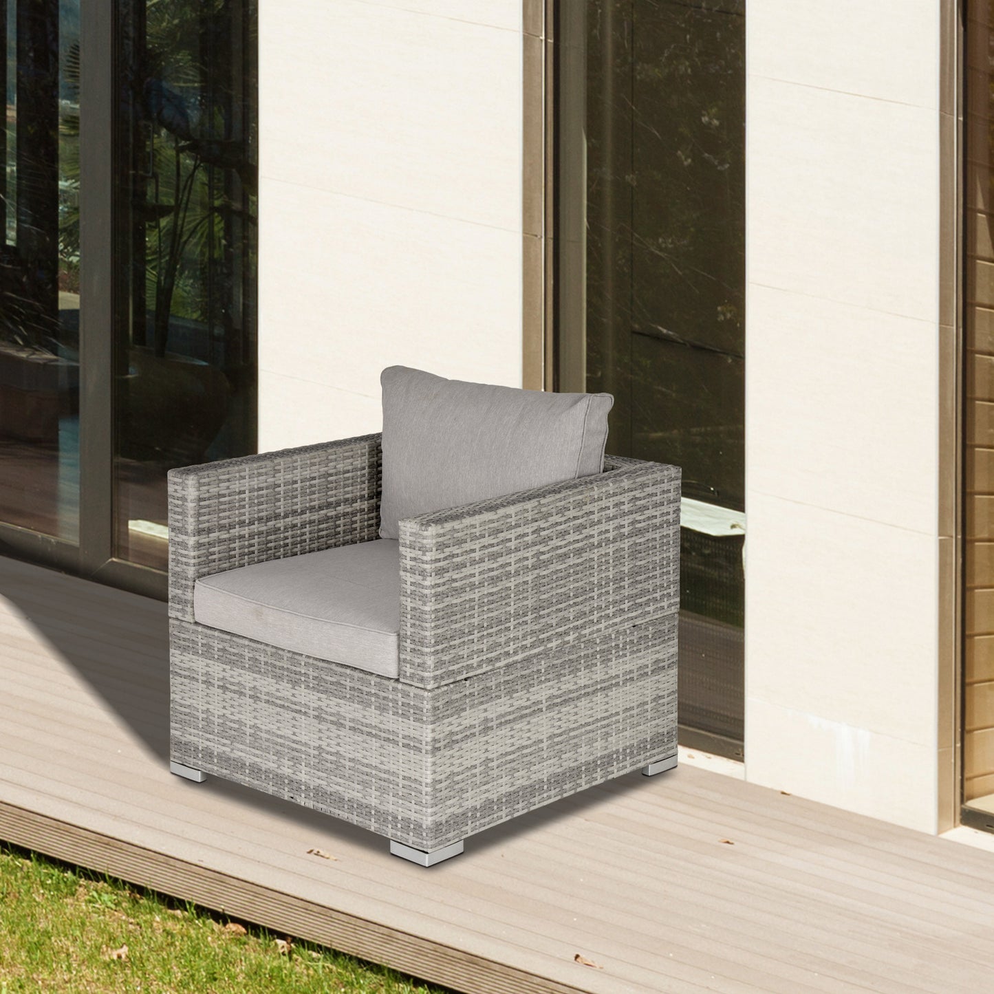 Marbella Single Seater Rattan Chair Sofa with Padded Cushions