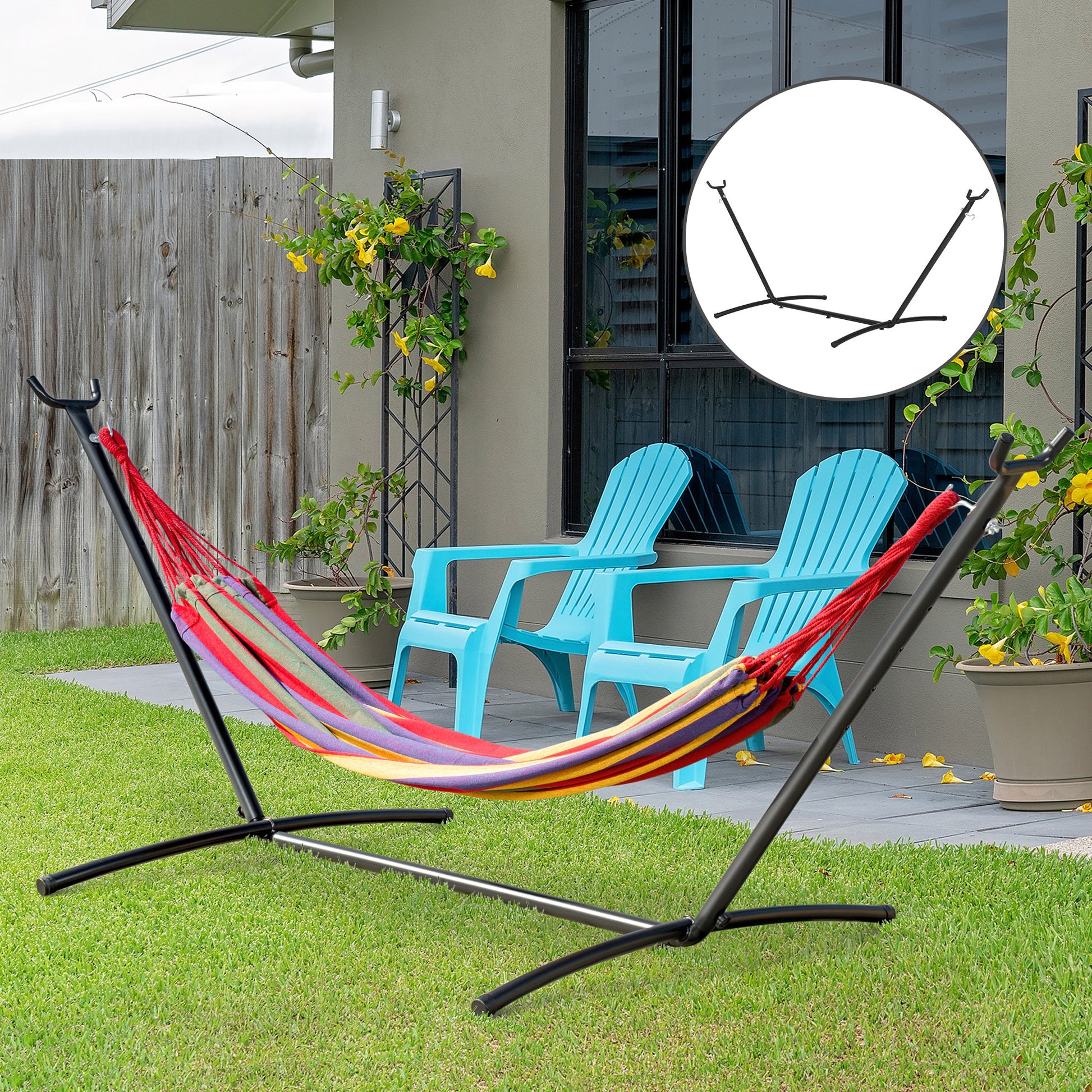 Outsunny 2.9m Universal Hammock Stand Metal Frame Garden Camping Picnic Outdoor Patio Replacement – Stand Only