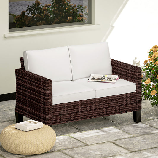 Tivoli Two-Seater Rattan Garden Sofa - Brown