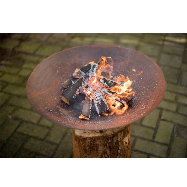 Corten Steel Fire Pit on a Wooden Base - image 3