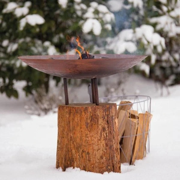 Corten Steel Fire Pit on a Wooden Base - image 2