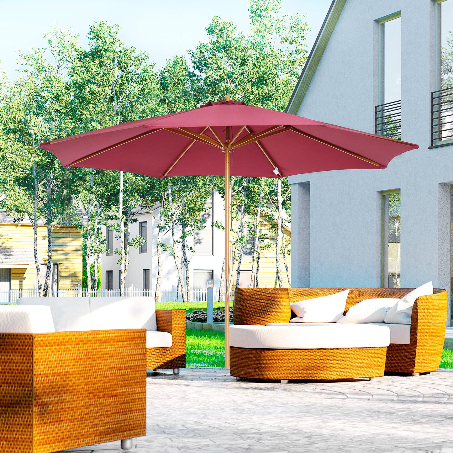 3(m) Garden Parasol, Pulley Operated Patio Umbrella