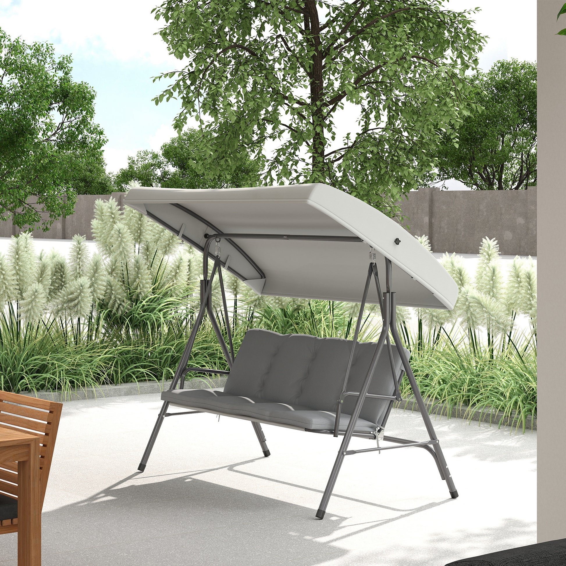 Santorini Three-Seater Garden Swing Seat - Light Grey