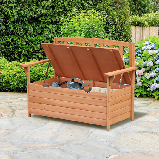Santorini Two-Seater Garden Storage Bench - Natural