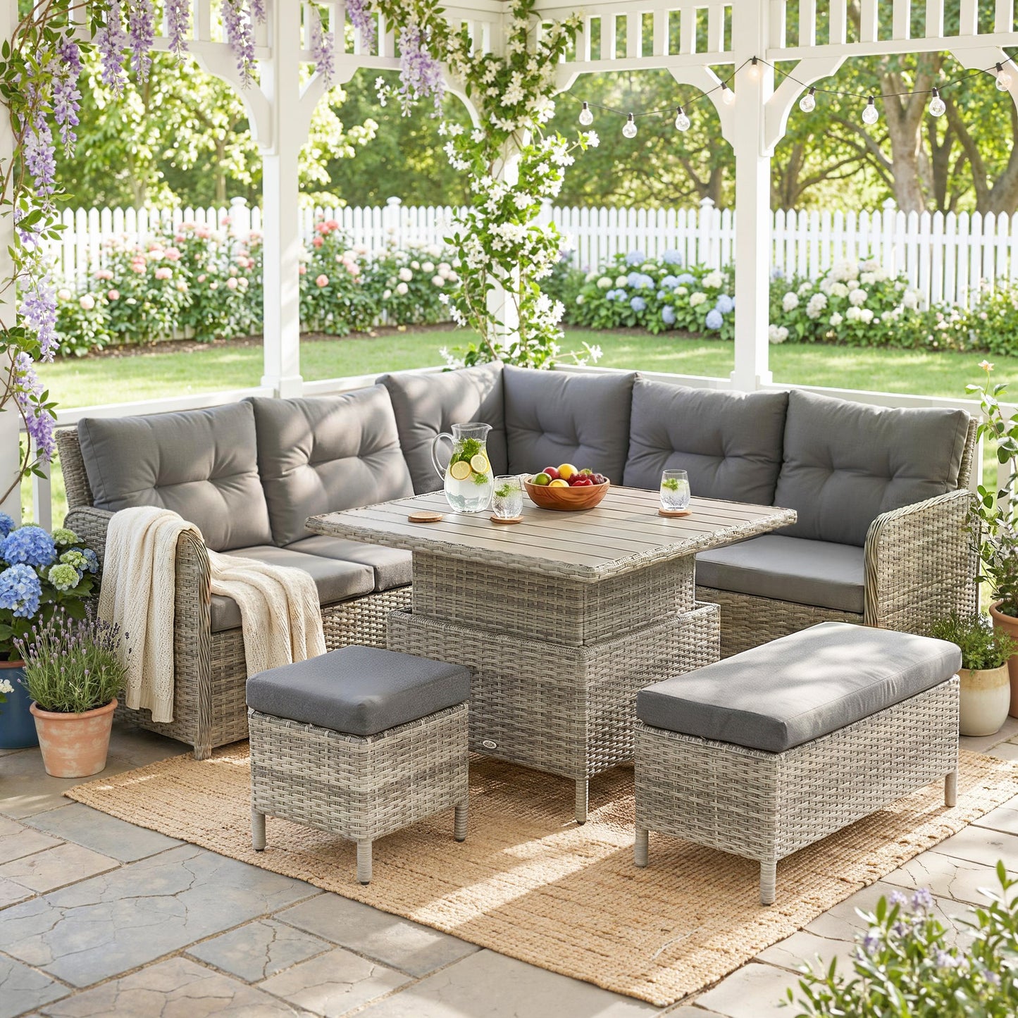 Santorini 7 Seater Rattan Garden Furniture Set